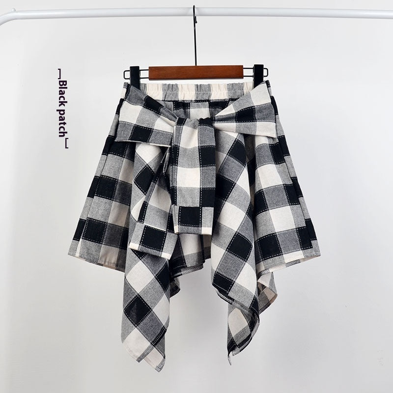 College Style Plaid Irregular Dance Skirt