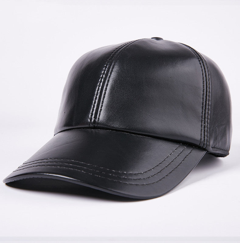 Leather Men Women Middle-aged And Elderly Sheepskin Baseball Caps Thickened Warm Duck Tongue