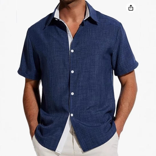 European And American Men's Short-sleeved Color Shirt