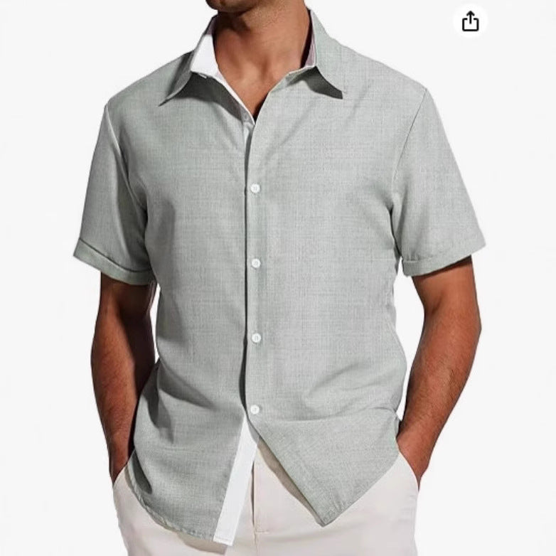 European And American Men's Short-sleeved Color Shirt
