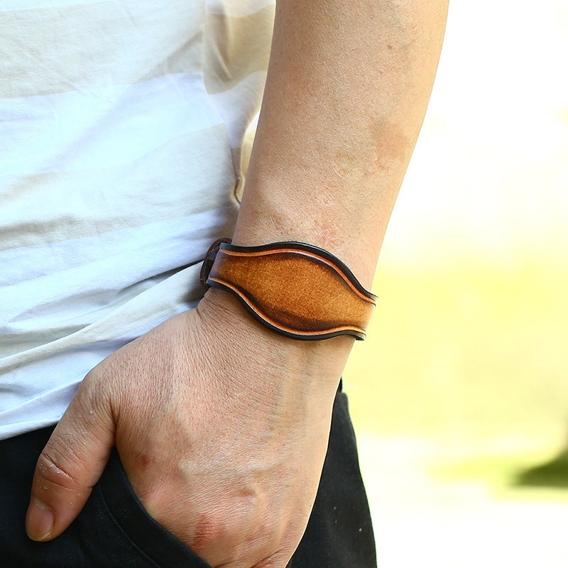 New Retro Distressed Leather Bracelet Simple Men
