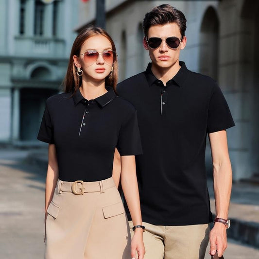 Hochwertiges Eis-Seide Cool Atmungsaktives Leicht Luxus Temperament Polo-Shirt
