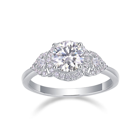 Luxusmode großer Diamant Hochzeitsring mit Moissanit Silberring