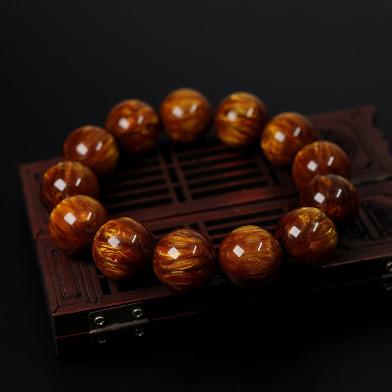 Golden silk sea willow bracelet men