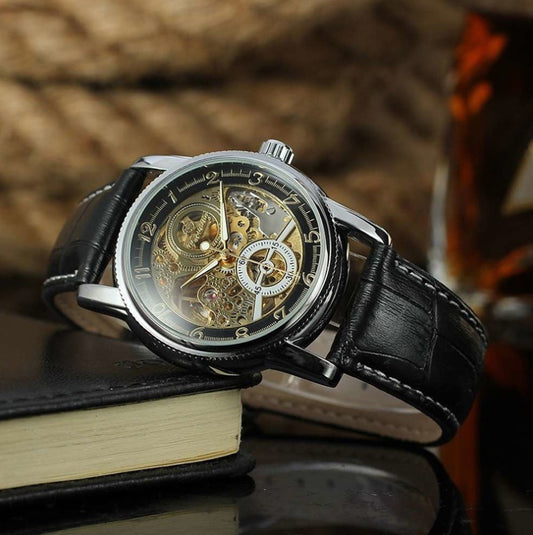Herren Militär Sport Skeleton Uhr