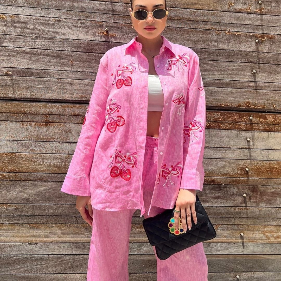 European And American Women's Clothing New Embroidered Shirt Casual Suit