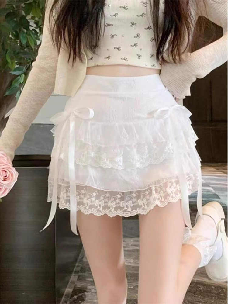 White Cake Dress Women's High Waist Bubble Skirt