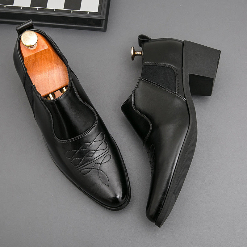 Fashion Men's Business Formal Platform Height Increasing Leather Shoes