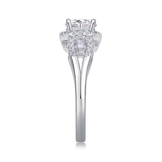 Luxusmode großer Diamant Hochzeitsring mit Moissanit Silberring