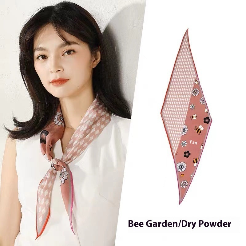 Diamond Neckerchief Crepe De Chine Scarf