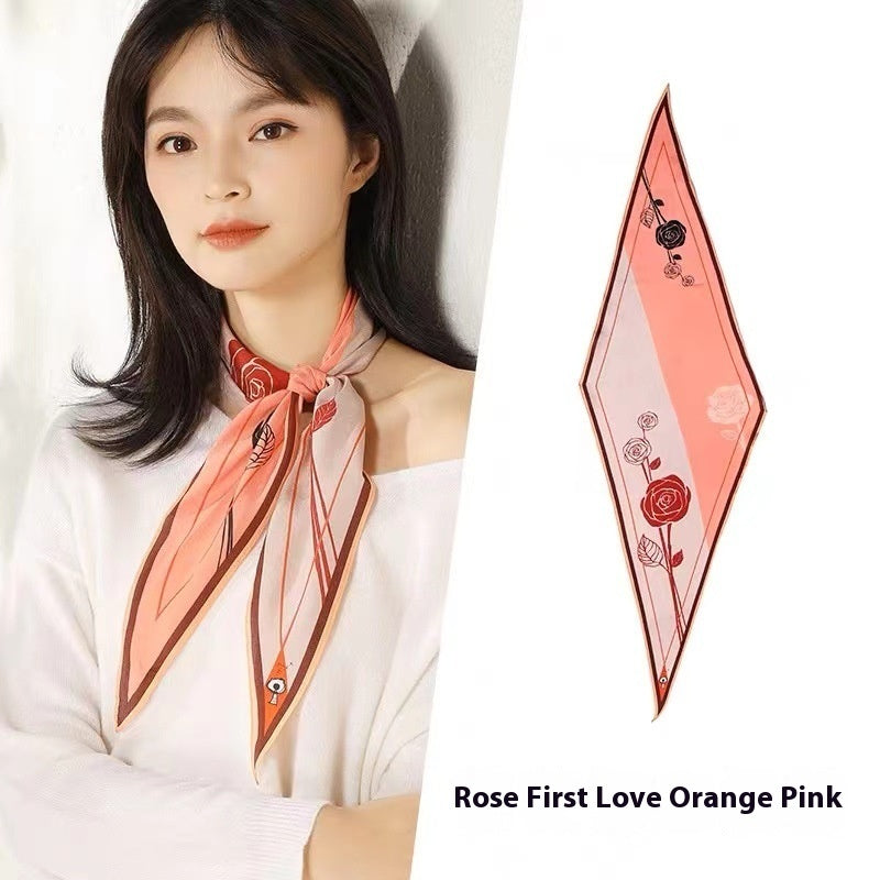 Diamond Neckerchief Crepe De Chine Scarf