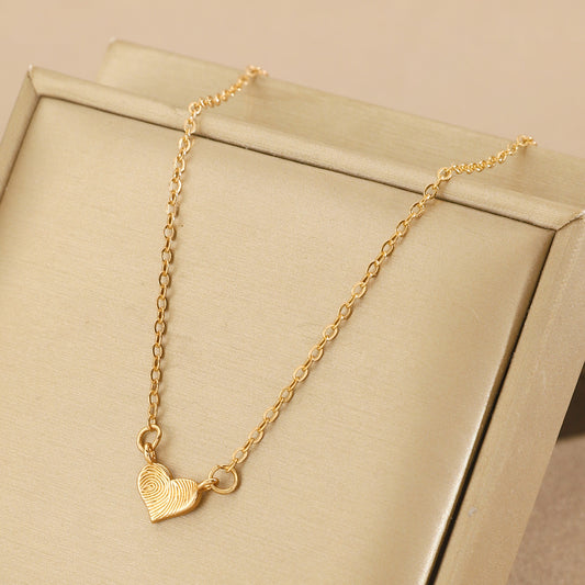 Fashion Simple Niche Design Love Fingerprint Pendant Necklace Women&#039;s All-match Clavicle Chain Extremely Simple Style