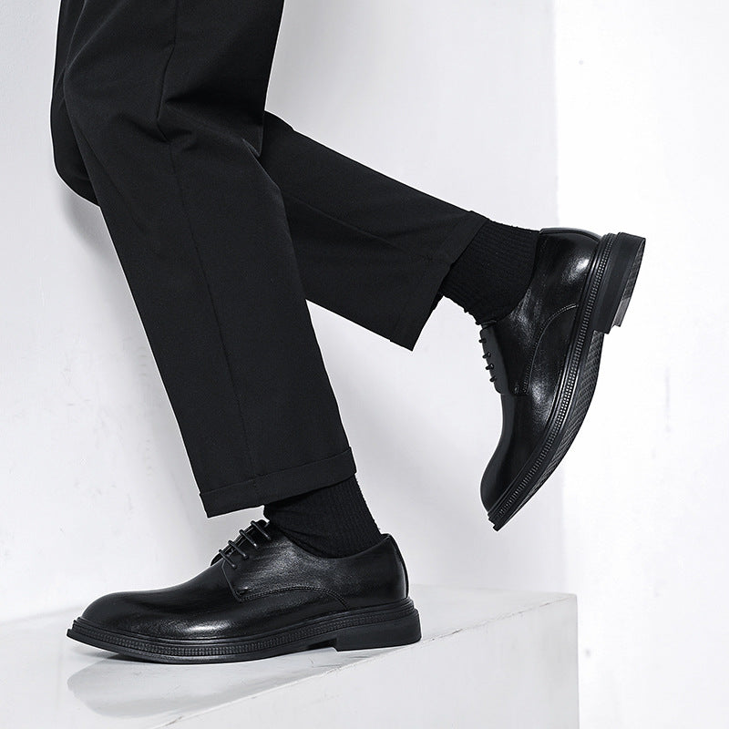 Summer British Phoenix Formal Business Suit Shoes Black Interior Height Increase