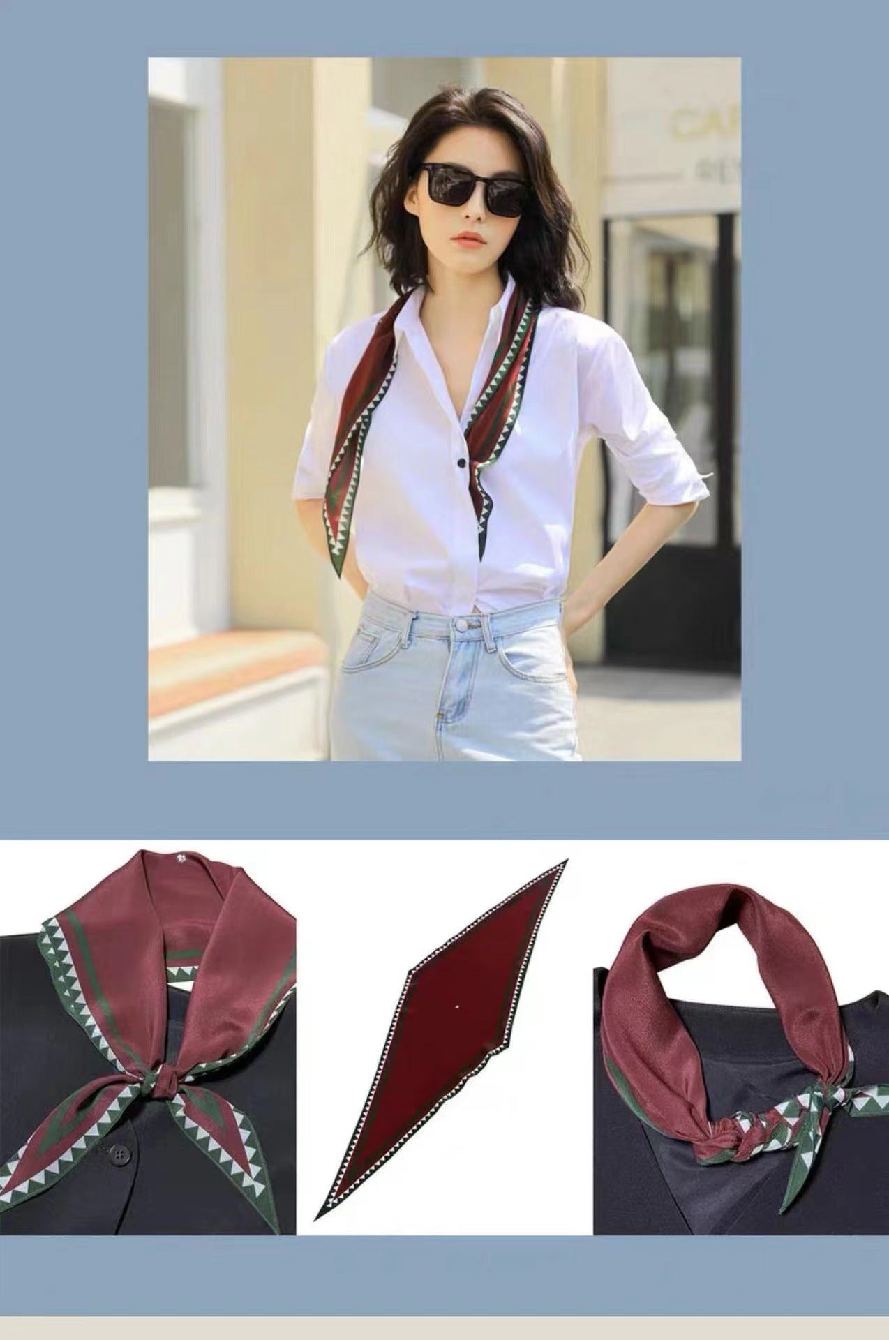 Diamond Neckerchief Crepe De Chine Scarf