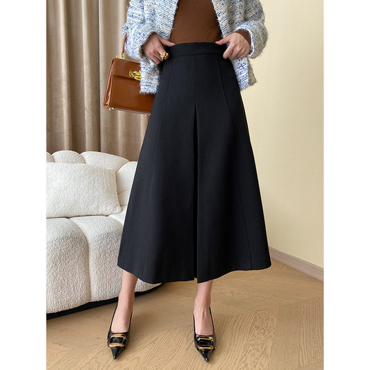 Tailored Commuter Style A-line Woolen Suit No-iron Skirt