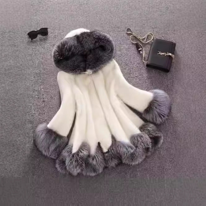 2024 Autumn And Winter New Fur Coat Women&#039;s Long Coat Mink Fox Fur Collar Imitation Fur Ladies Plus Size