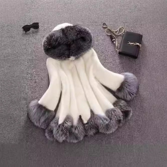 2024 Autumn And Winter New Fur Coat Women&#039;s Long Coat Mink Fox Fur Collar Imitation Fur Ladies Plus Size