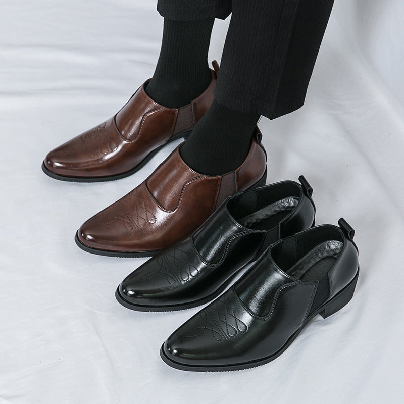 Fashion Men's Business Formal Platform Height Increasing Leather Shoes
