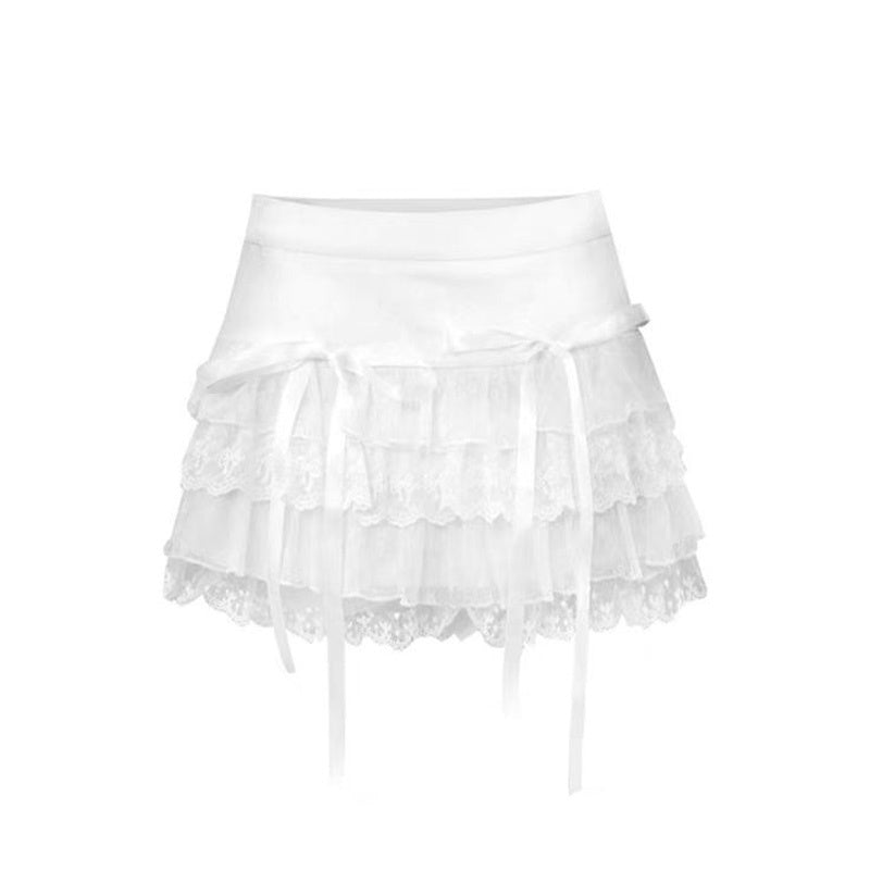 White Cake Dress Women's High Waist Bubble Skirt