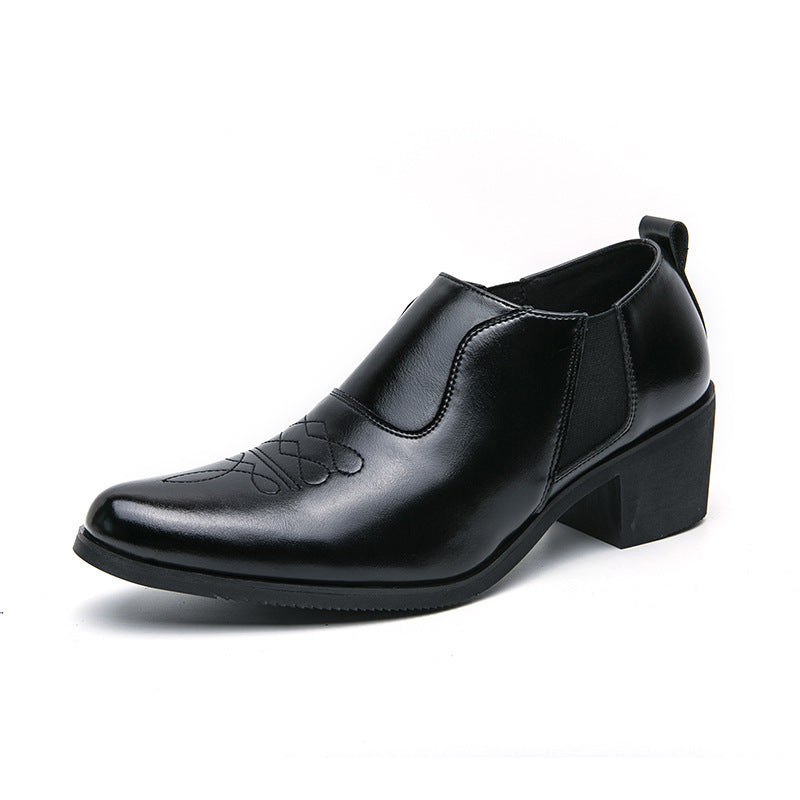 Fashion Men's Business Formal Platform Height Increasing Leather Shoes